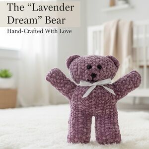 New Handmade Purple Chenille Teddy Bear